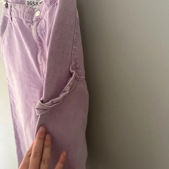 Pacsun Womens Purple Baggy Carpenter Jeans 26 Straight Leg Raw Hem Wide Leg - Picture 9 of 12